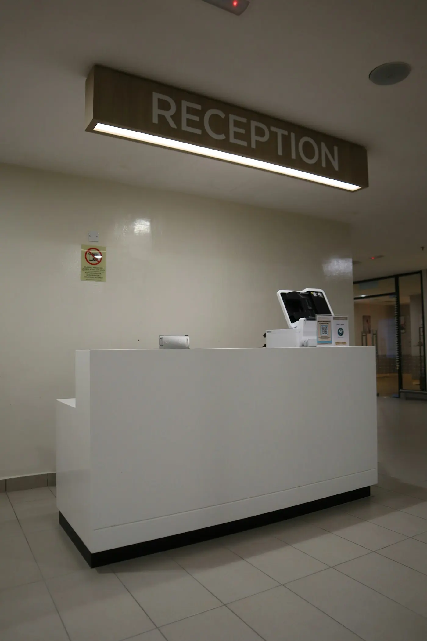 A dental practice reception desk